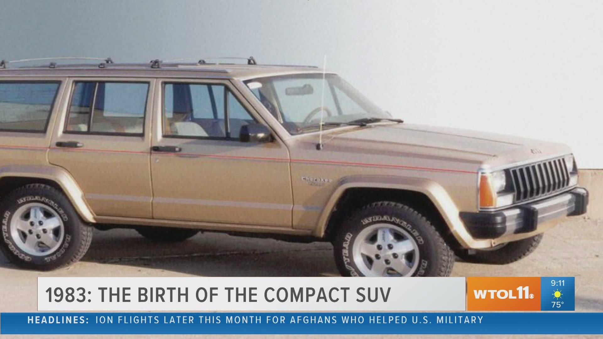 In 1983, the first XJ Jeep Cherokee rolls off assembly line at the Jeep Parkway plant.