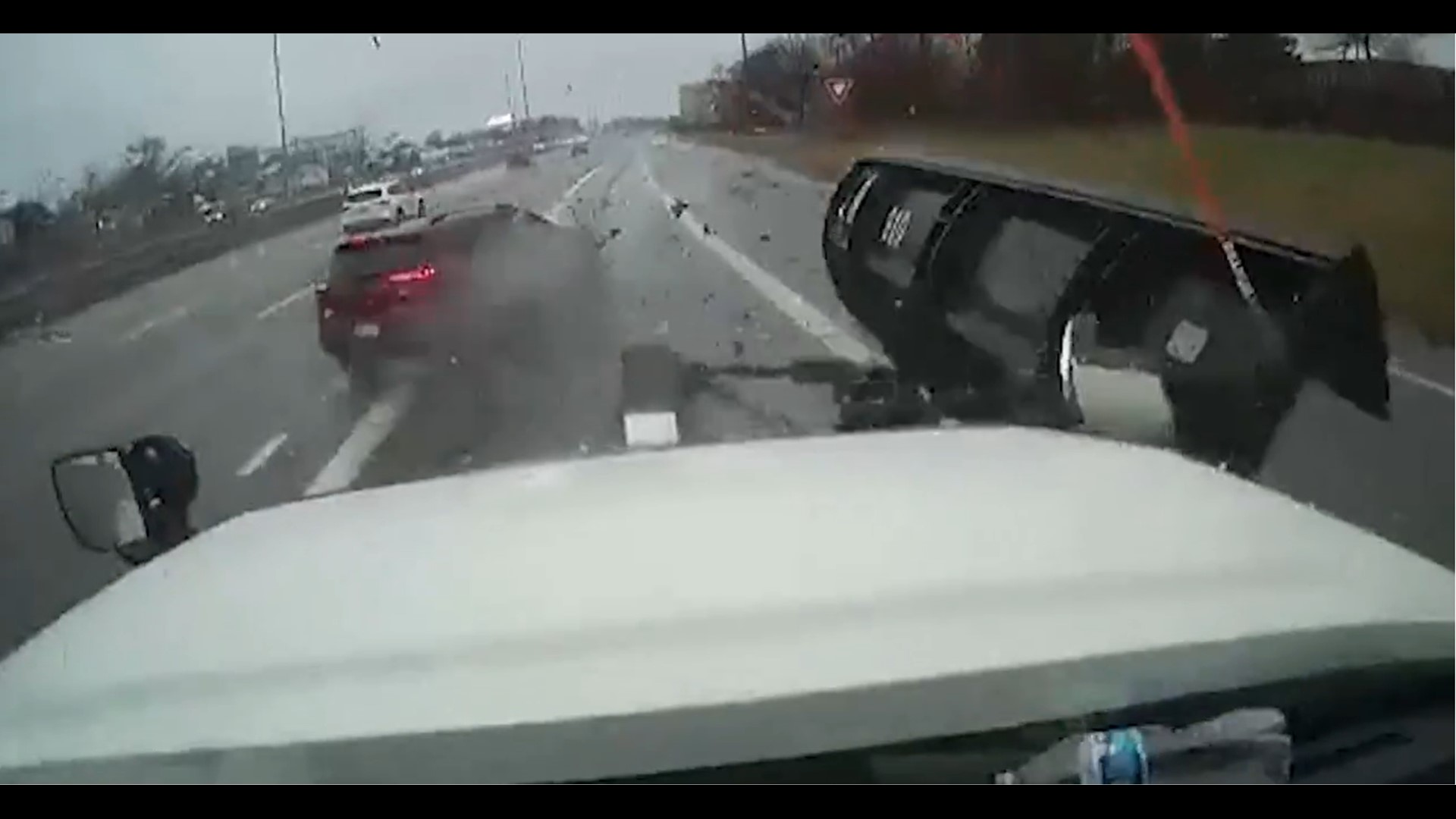 A distracted driver struck an ODOT snow plow on I-90 in Cleveland Sunday.