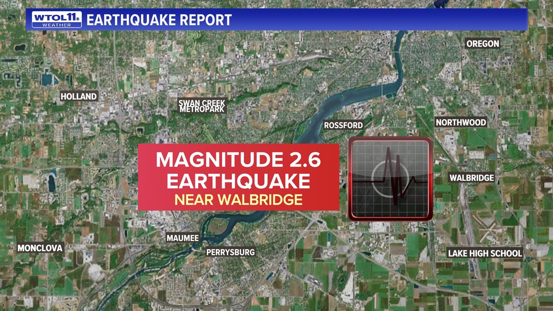 A minor earthquake occurs in northwest Ohio near Walbridge on Friday