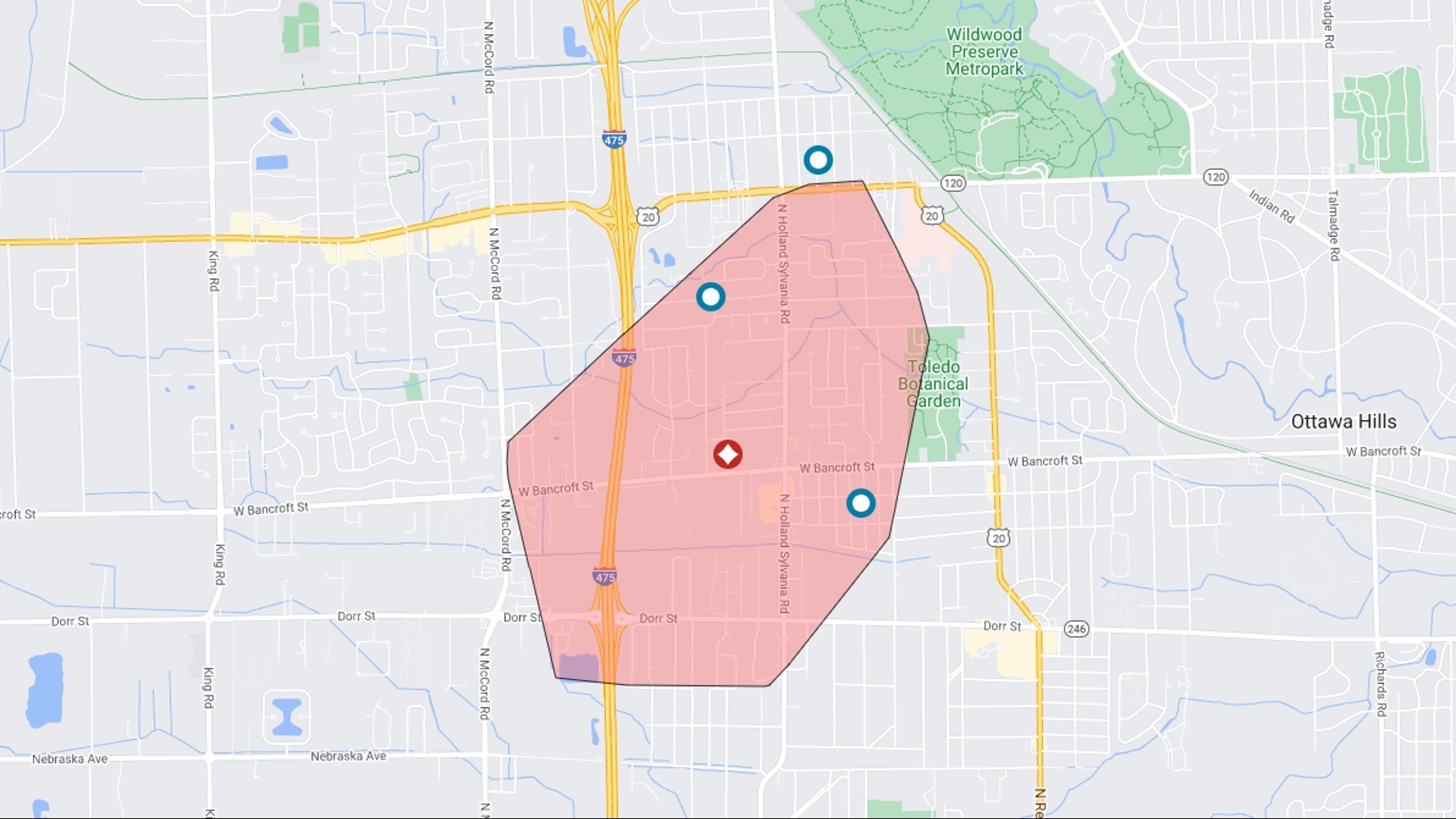 According to Toledo Edison's outage map, over 3,000 residents are without power early Wednesday morning.