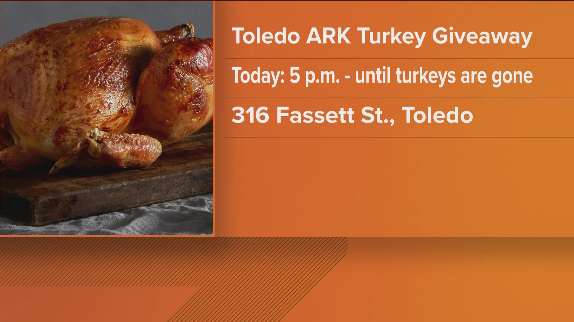 Free turkeys are being given away at the YBE boxing gym on Fassett Street in east Toledo.