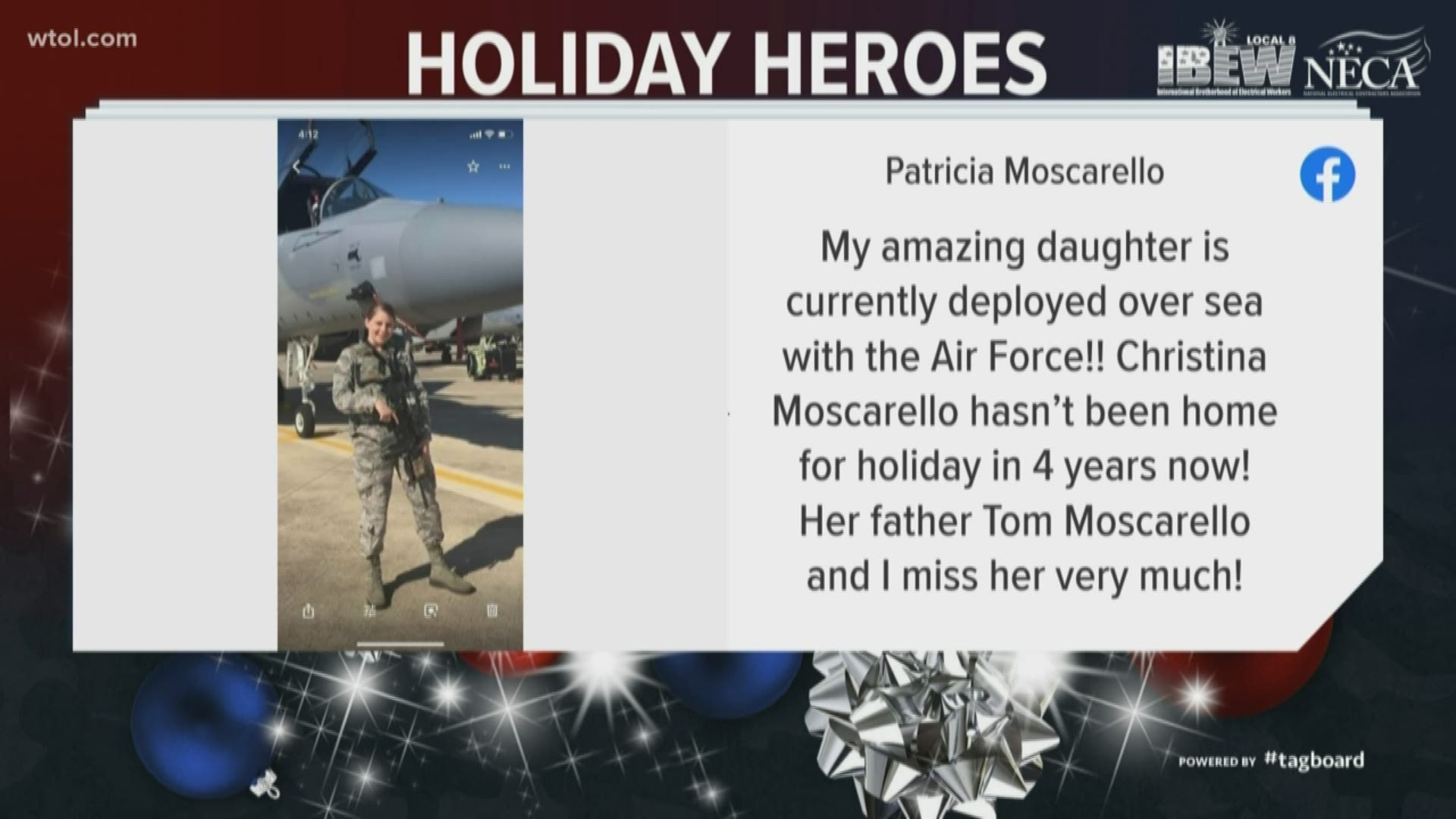 Today's hero: Christina Moscarello. Her mother says,  My amazing daughter is currently deployed oversea with the Air Force."
