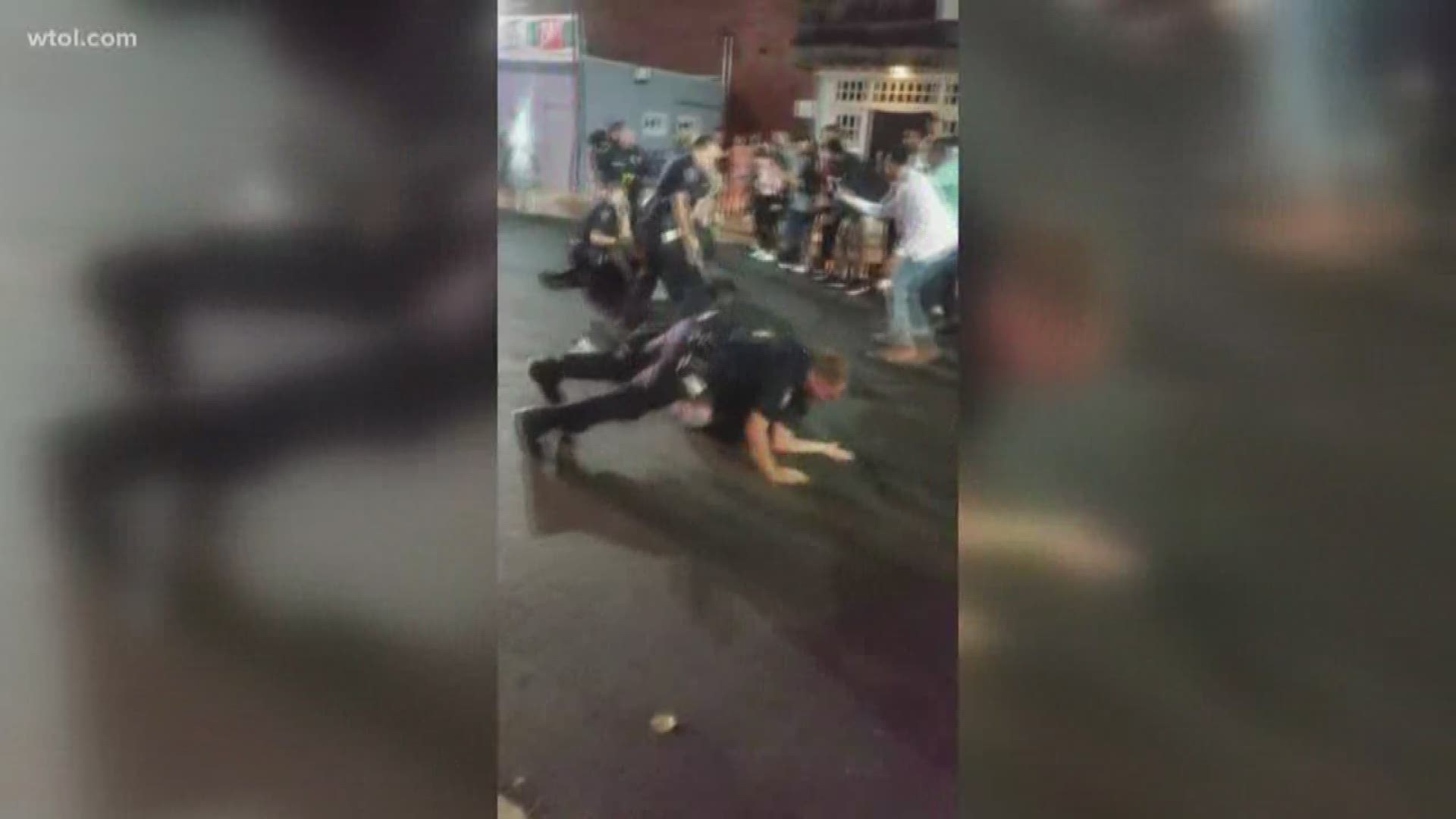 The fight broke out at 2:18 a.m. Saturday on the 100 block of East Court Street.