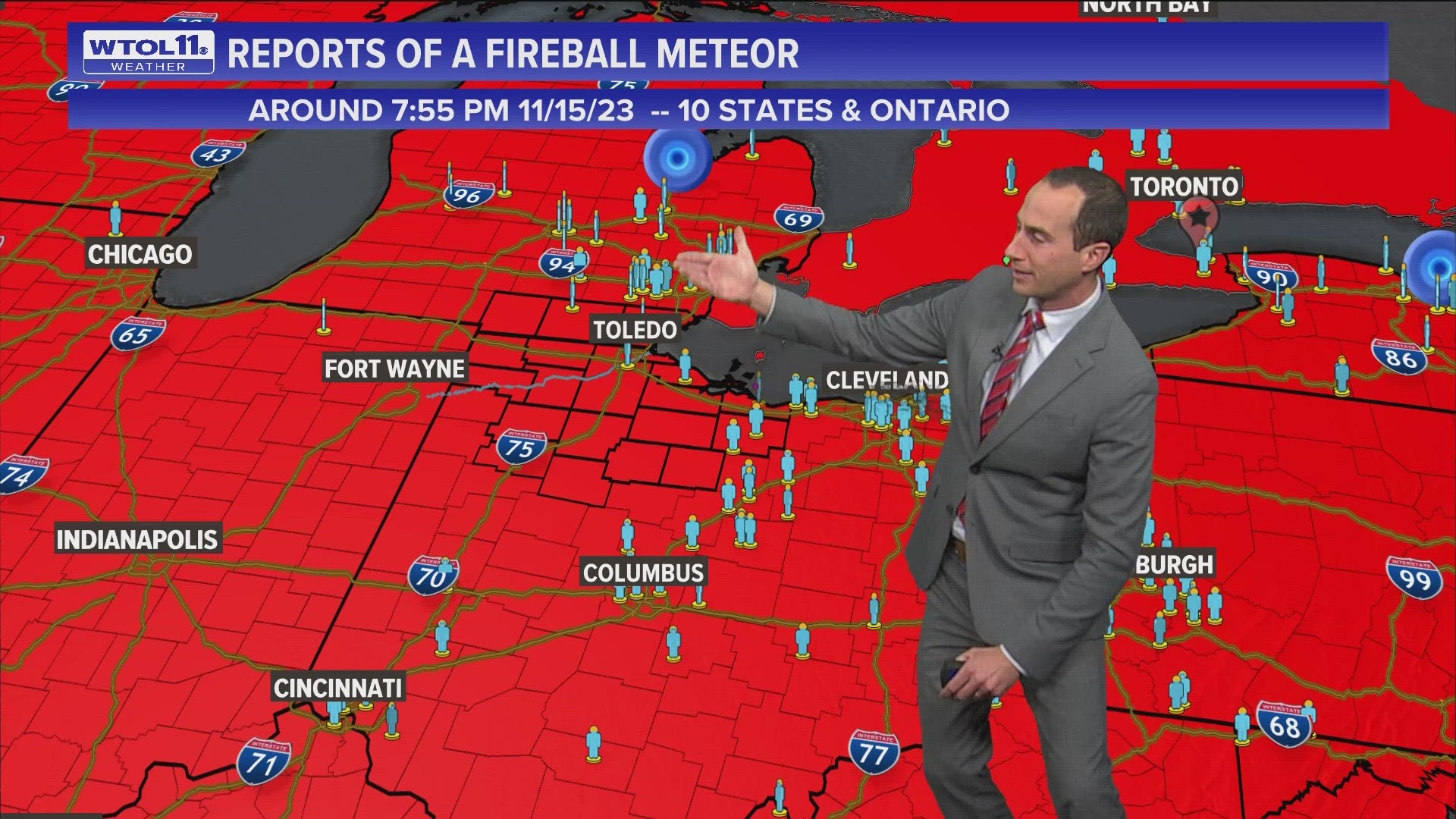 The fireball meteor was visible from at least parts of 10 states and Ontario in Canada on Wednesday around 8 p.m.