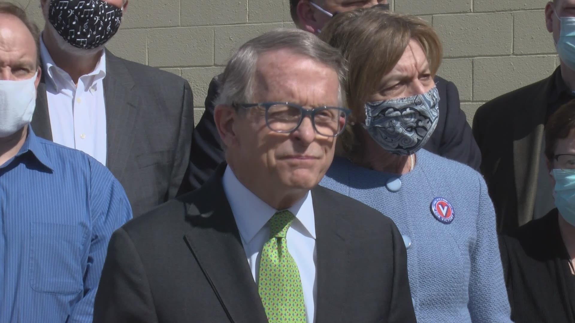 Gov. DeWine and his wife Fran were impressed by the efficiency of the operation at the vaccination clinic.