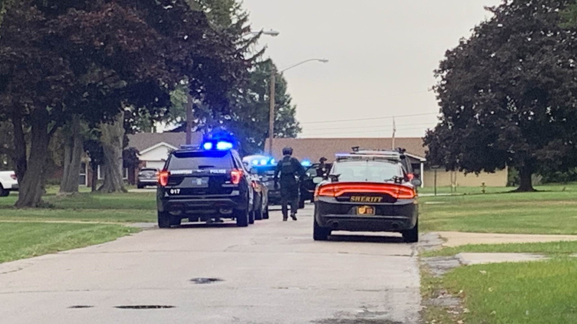Video provided to WTOL 11 by a Swanton resident shows authorities engaged in a standoff Wednesday afternoon.