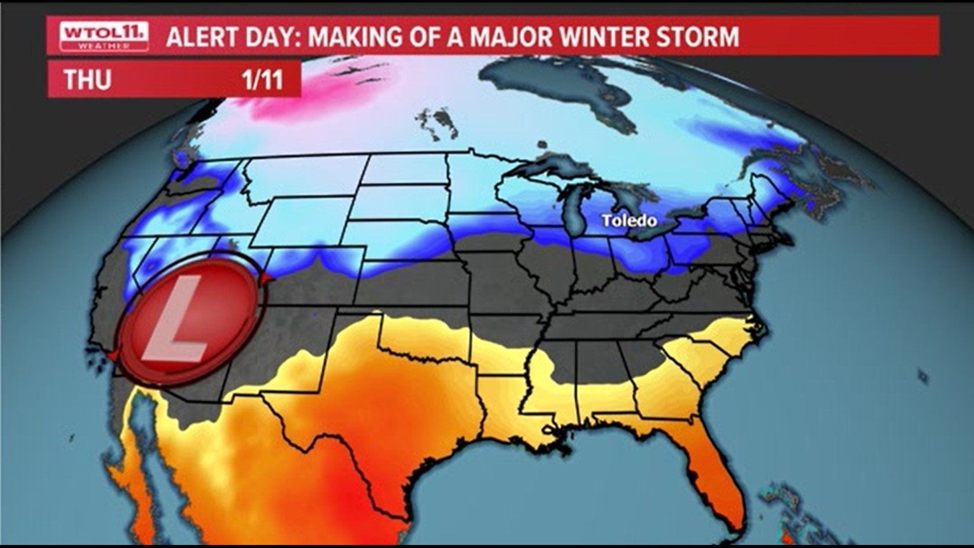 Meteorologist Ryan Wichman examines the track of a potentially major winter storm coming to northwest Ohio Friday and Saturday.