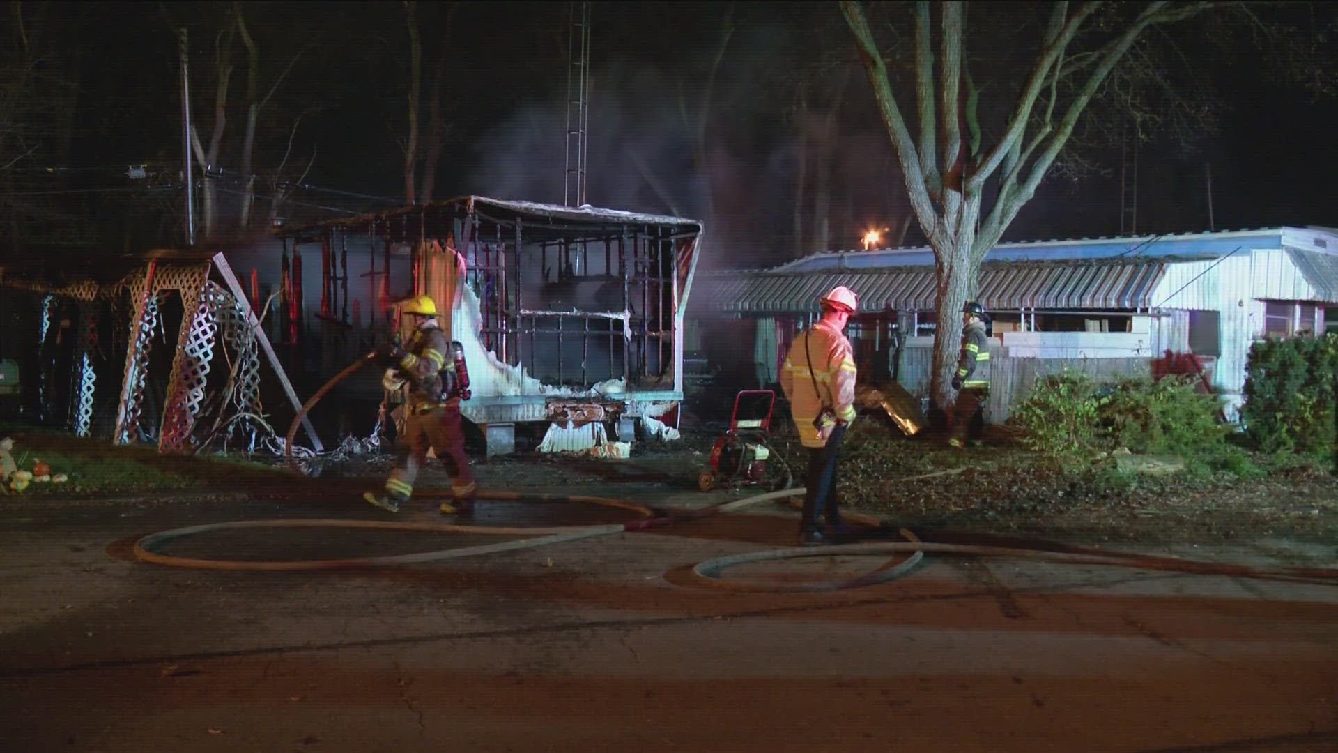 One person was inside the home and managed to escaped before fire crews arrived. A firefighter was hospitalized for a leg injury.