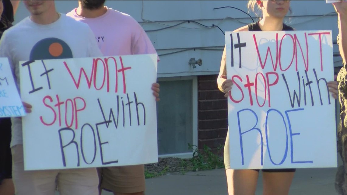 Local abortion rights protest following Roe V. Wade overturn