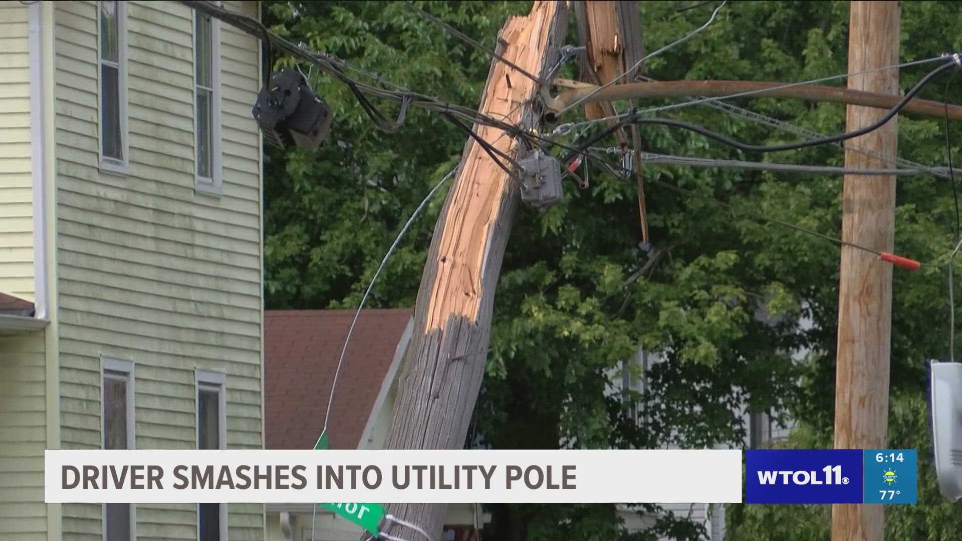 Utility pole in west Toledo severed after driver smashes into it | wtol.com