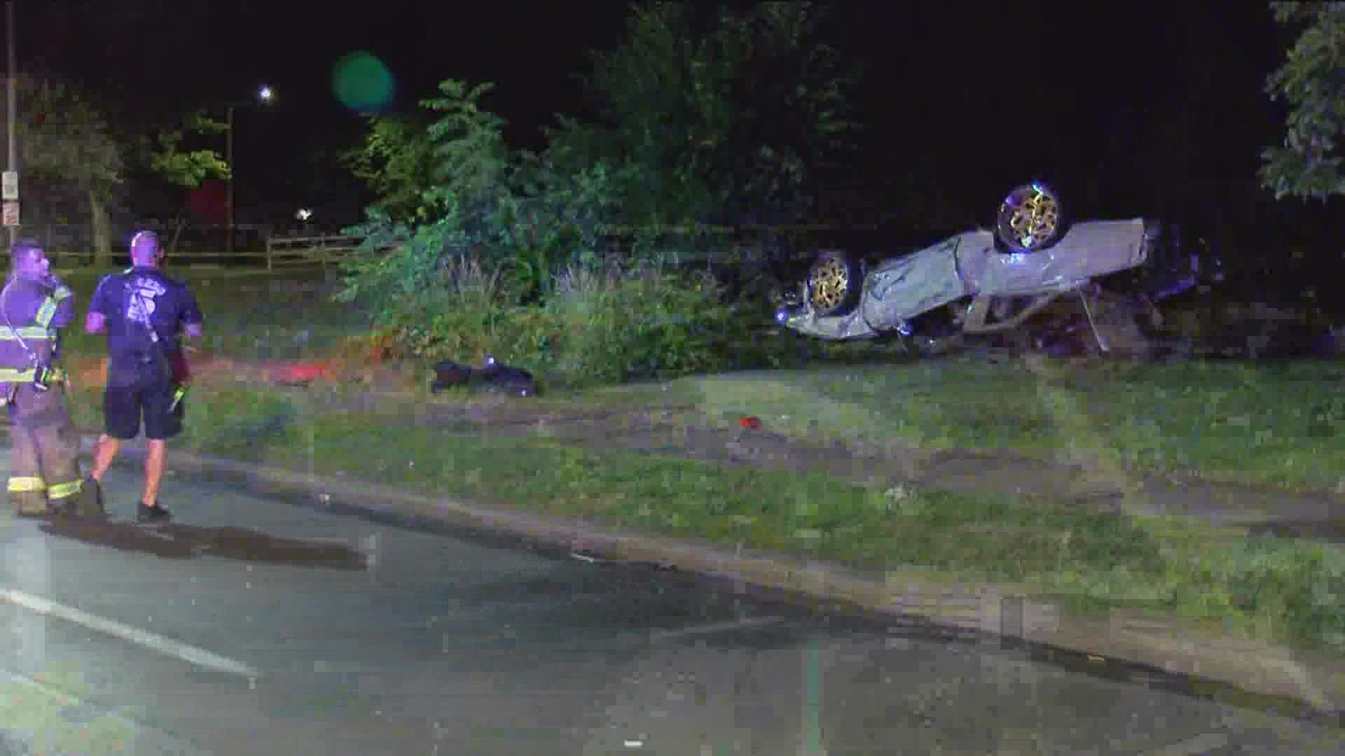 The accident happened at the intersection of N. Detroit and Oakwood around 8:30 p.m. on Saturday.