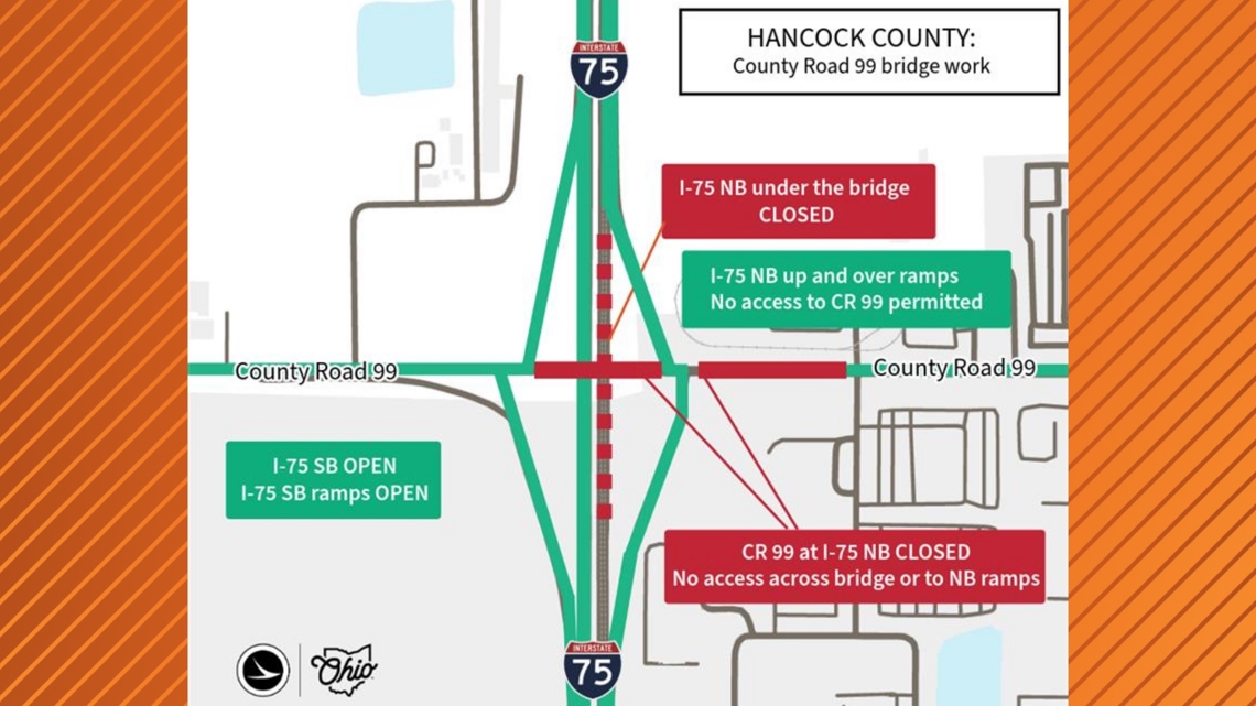 Findlay drivers face I-75 nighttime detours amid construction