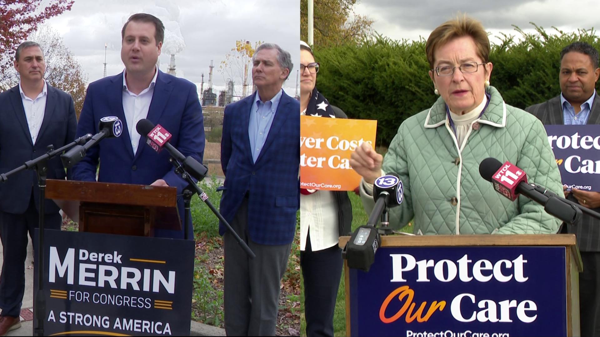 Incumbent Democrat Marcy Kaptur and Republican challenger Derek Merrin both spoke at events on Friday to give voters their final message before Election Day.