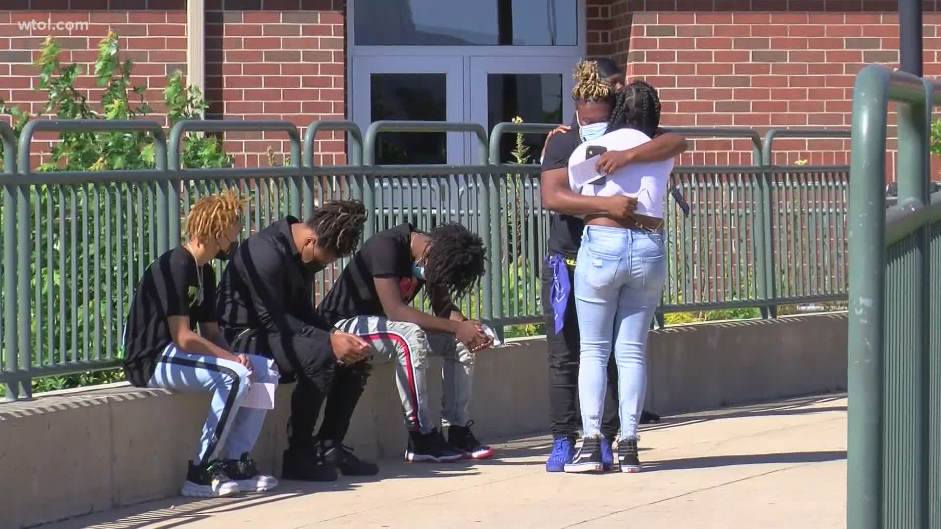 The walk-through service happened at Start High School where the 17-year-old went to school and played basketball.