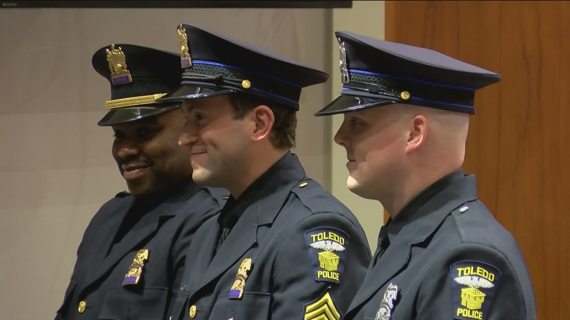 Capt. Michael Smith, Lt. Mike Kurjan and Sgt. Gary Michalski earned their new ranks after undergoing interviews and passing various exams over the last few months.