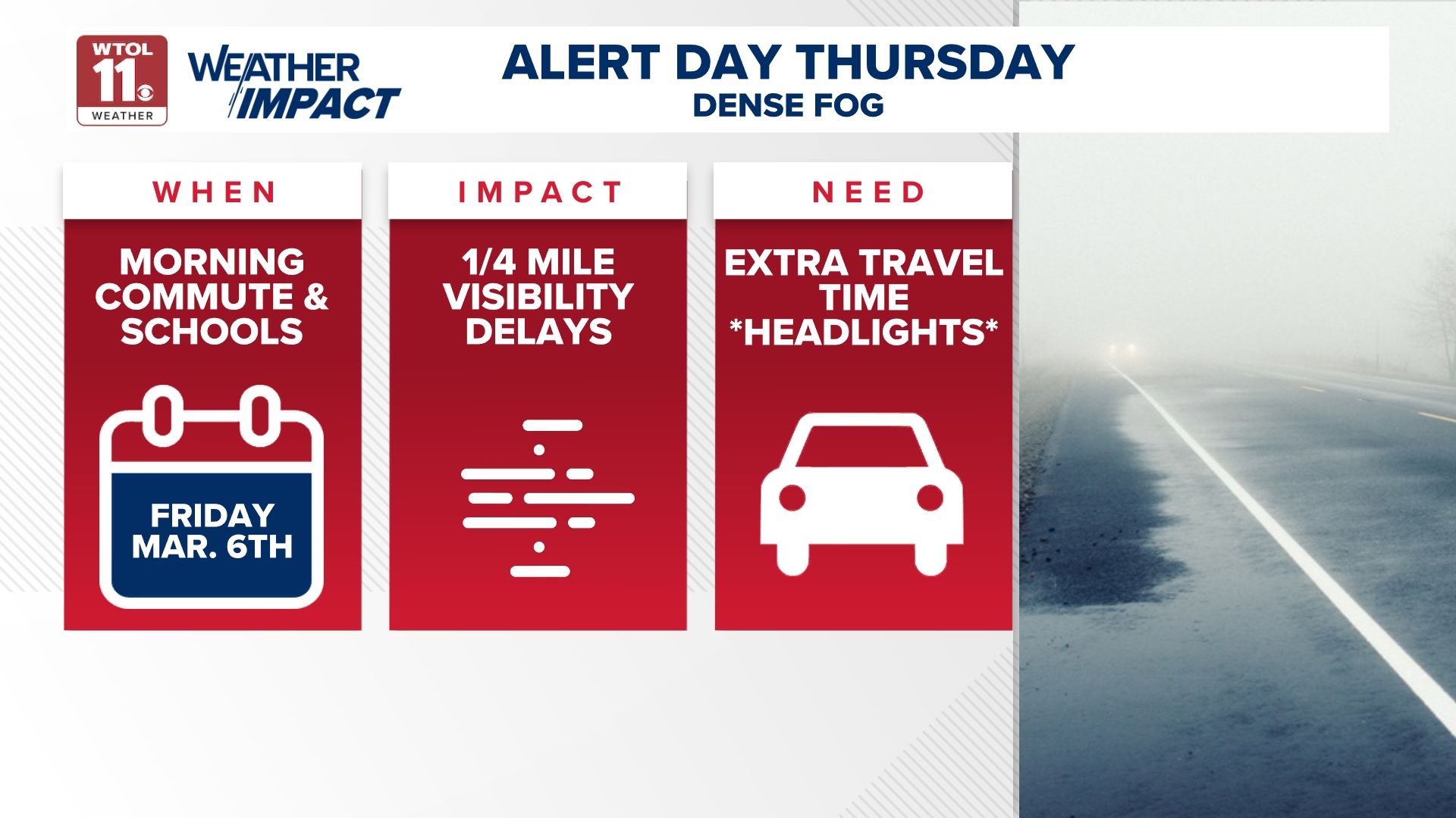 Weather Impact Alert Day: Dense fog creates limited visibility Friday ...