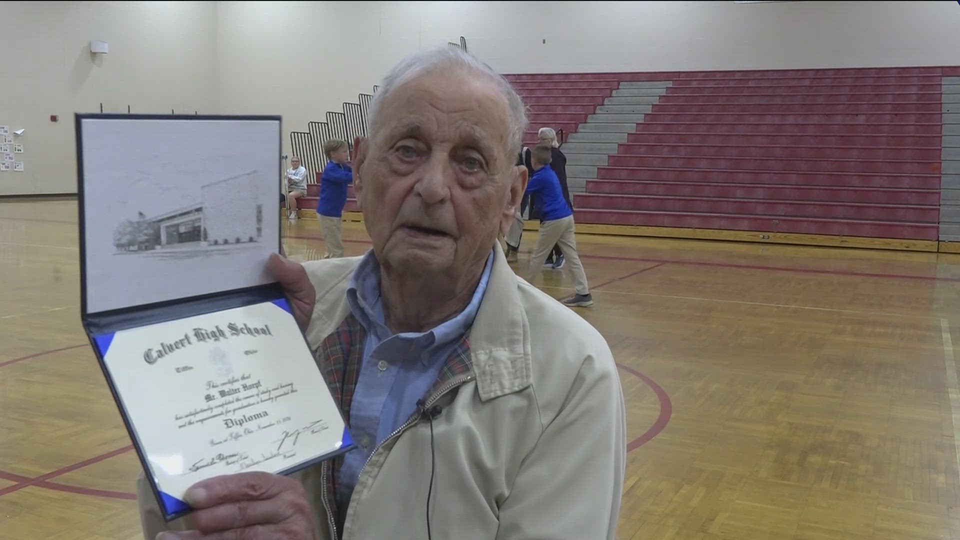 Walter Hoepf's daughter asked the school to give him an honorary diploma. But, her 99-year-old father's hard work and service meant he earned a legitimate diploma.