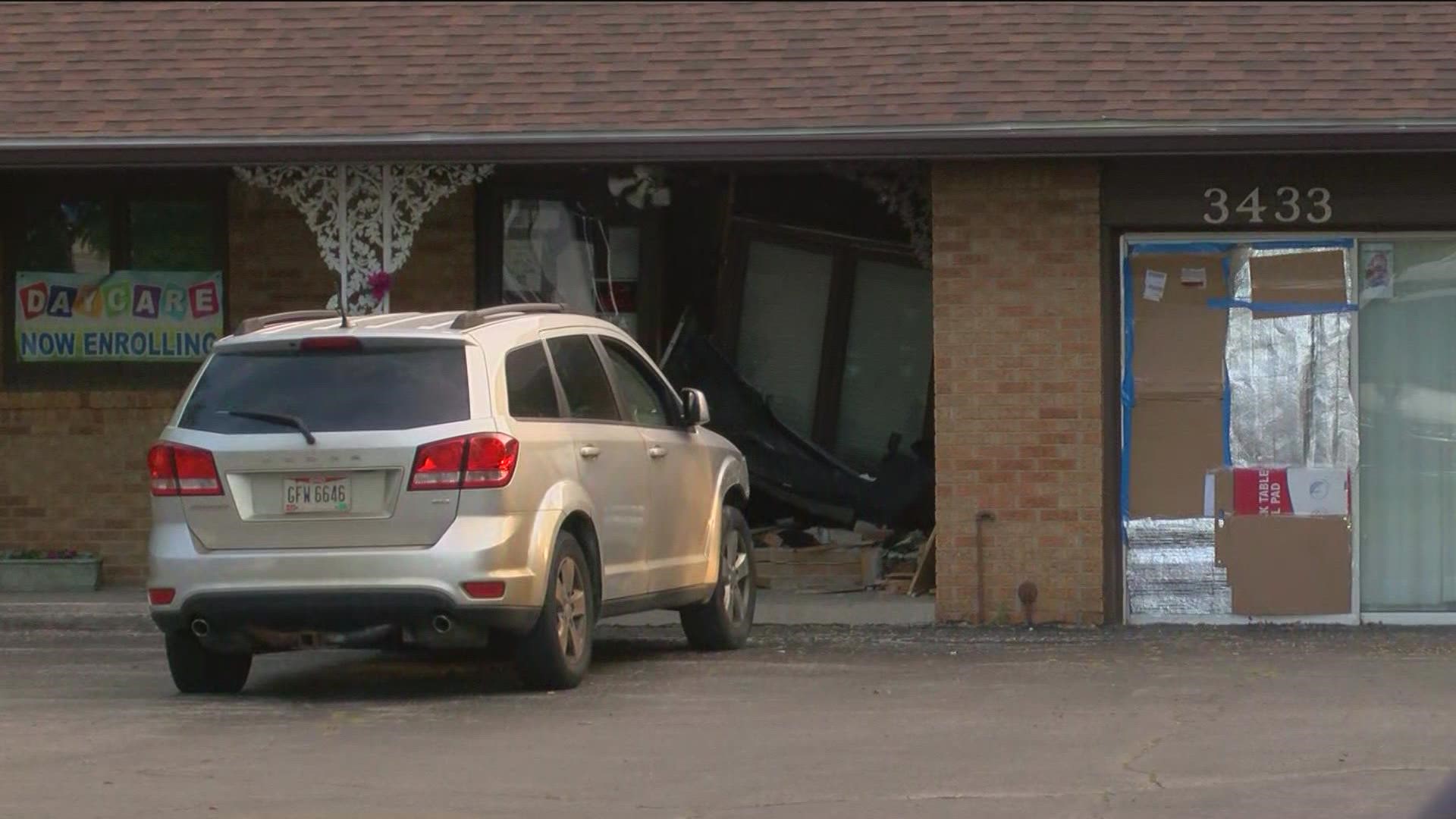 The crash happened at the Creative Learning Center just after 6 a.m. in Oregon, Ohio. No injuries have been reported.