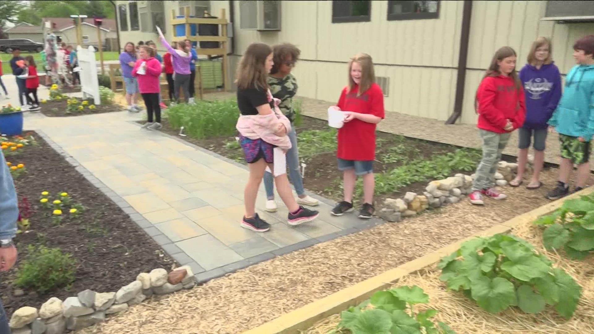 The garden offers teachers a chance to talk about planting, soil erosion, irrigation, composting, renewable energy and more.