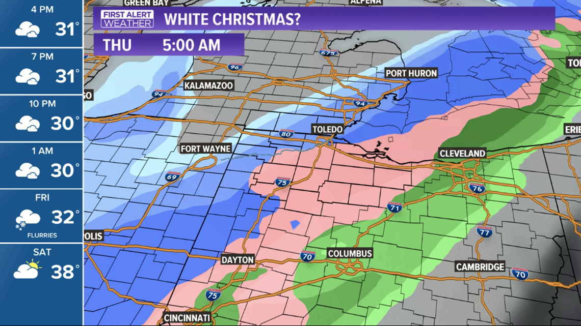 Will Toledo, Ohio, have white Christmas in 2020?