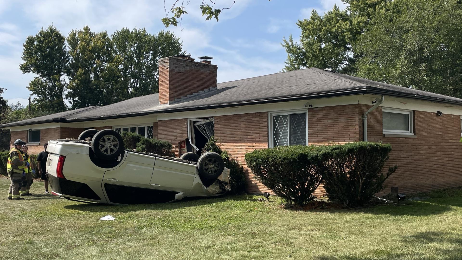 The driver ran a red light on Glendale Avenue at Byrne Road and swerved to avoid hitting a car that had the right of way, Toledo police said.