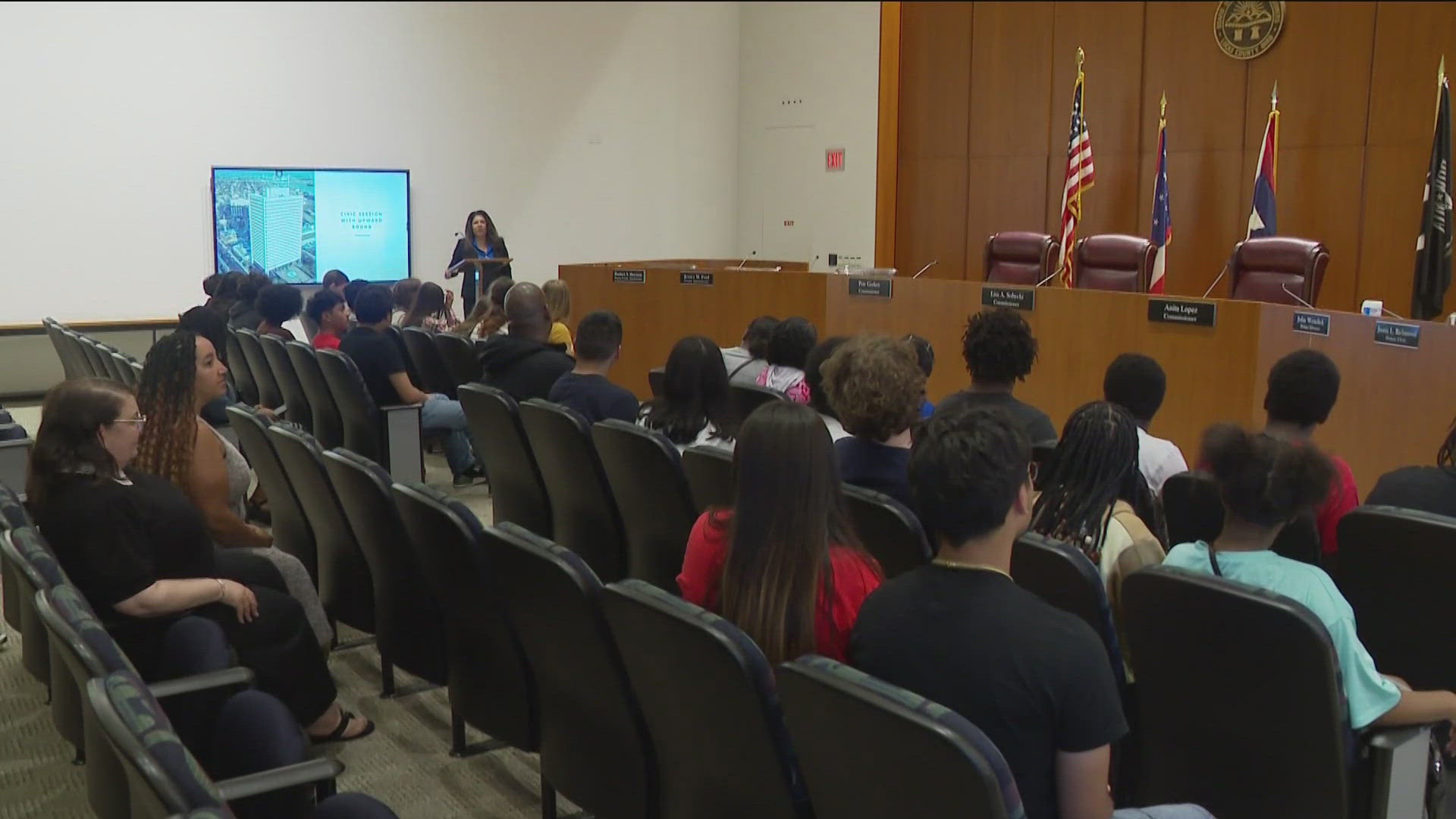 Students in the Upward Bound program at Lourdes University got a behind-the-scenes look at county government during the tour on Wednesday.