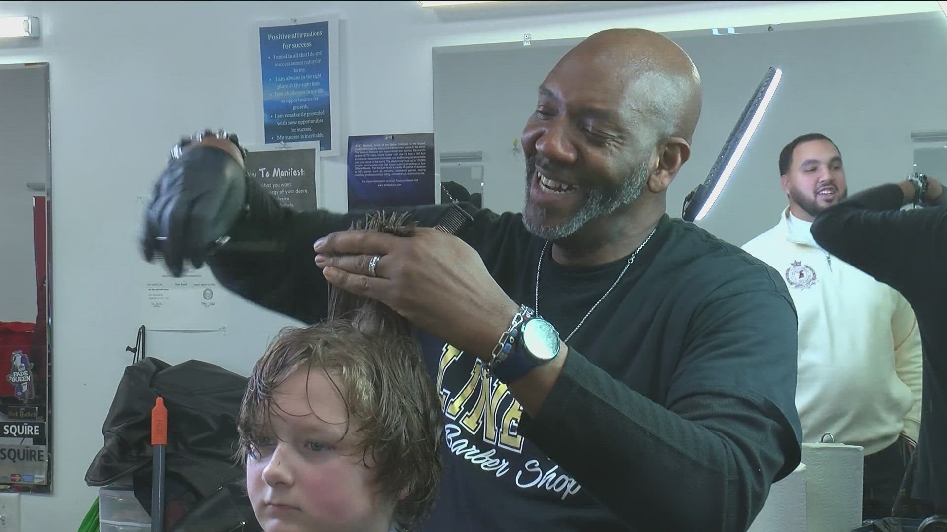 Over 200 kids lined up at the Line Up Barber Shop for free haircuts this year.