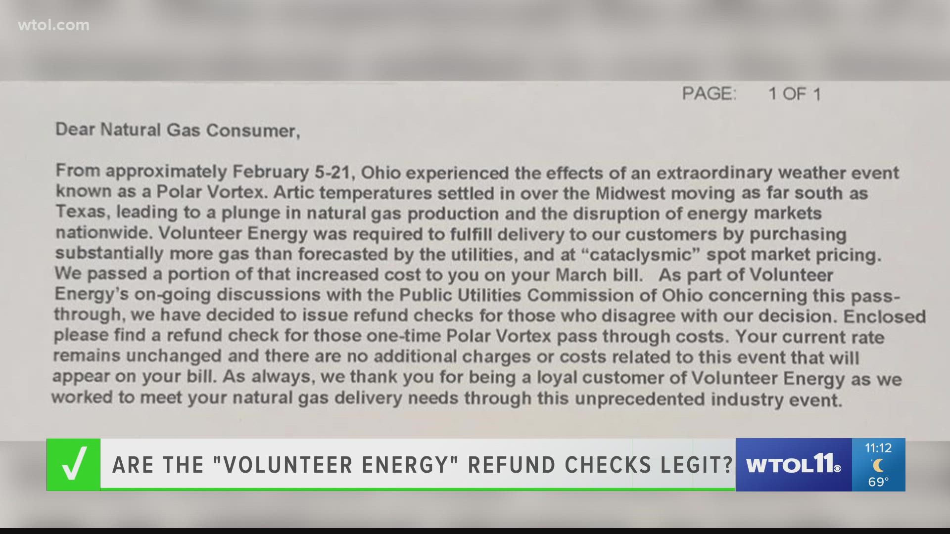 Volunteer Energy explains it is paying back additional costs it passed on during the arctic cold back in February.