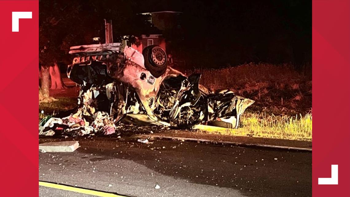 Driver crawls out of burning car in rollover crash in Jerusalem Township