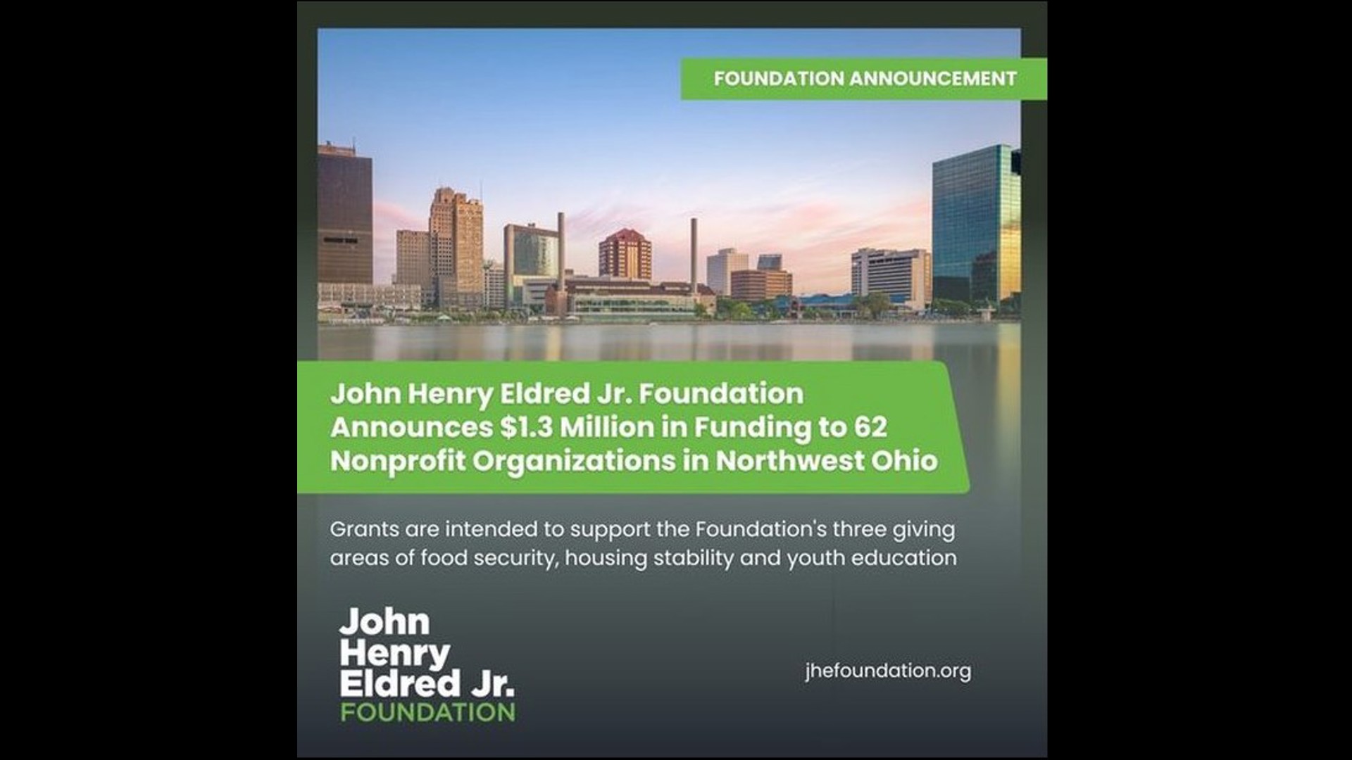 The foundation chose 62 nonprofit organizations in northwest Ohio to receive the grants in support of food security, housing stability and youth education.