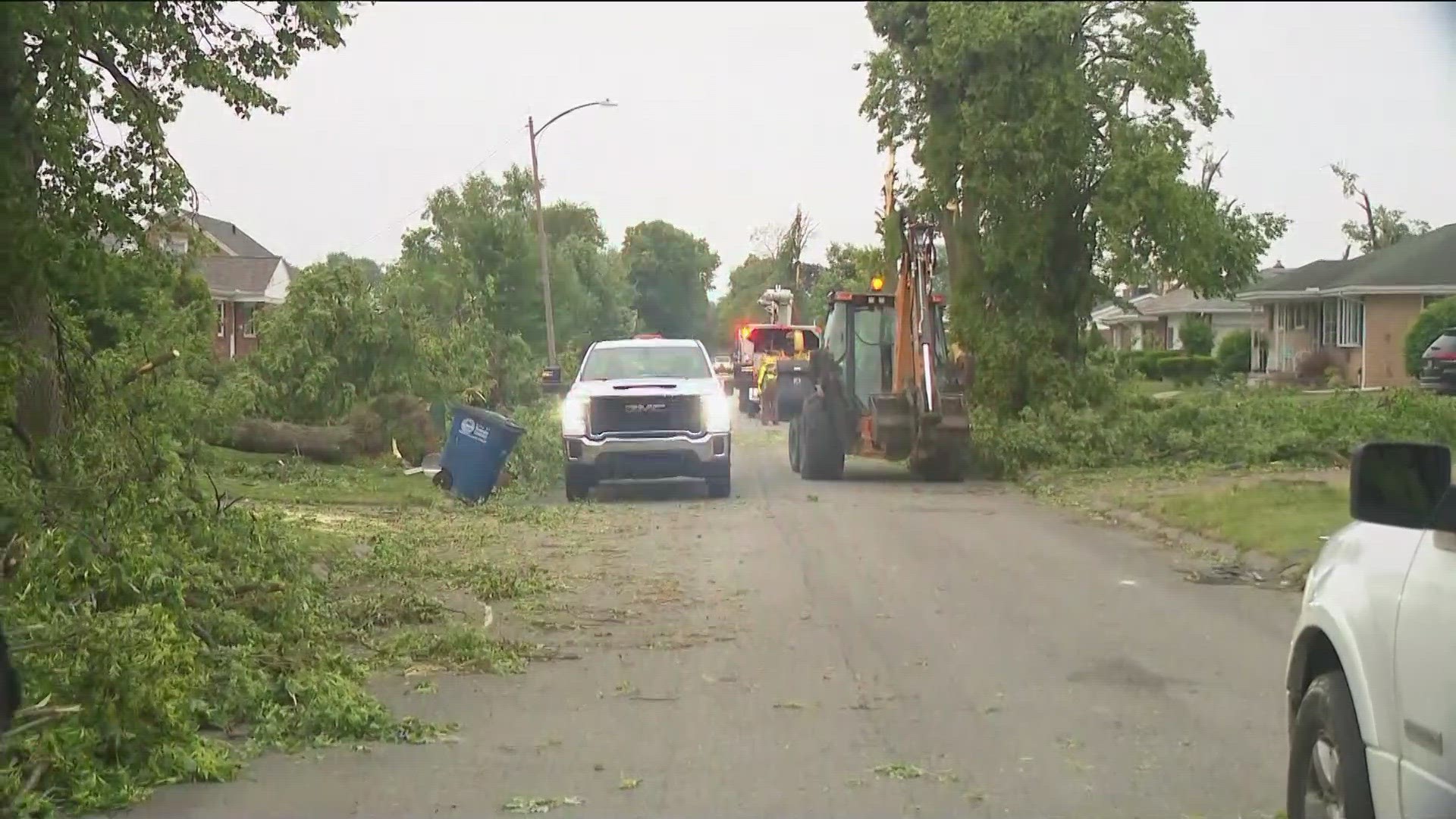 Crews are continuing to clean up several trees and branches from roadways following Thursday evening's storm.