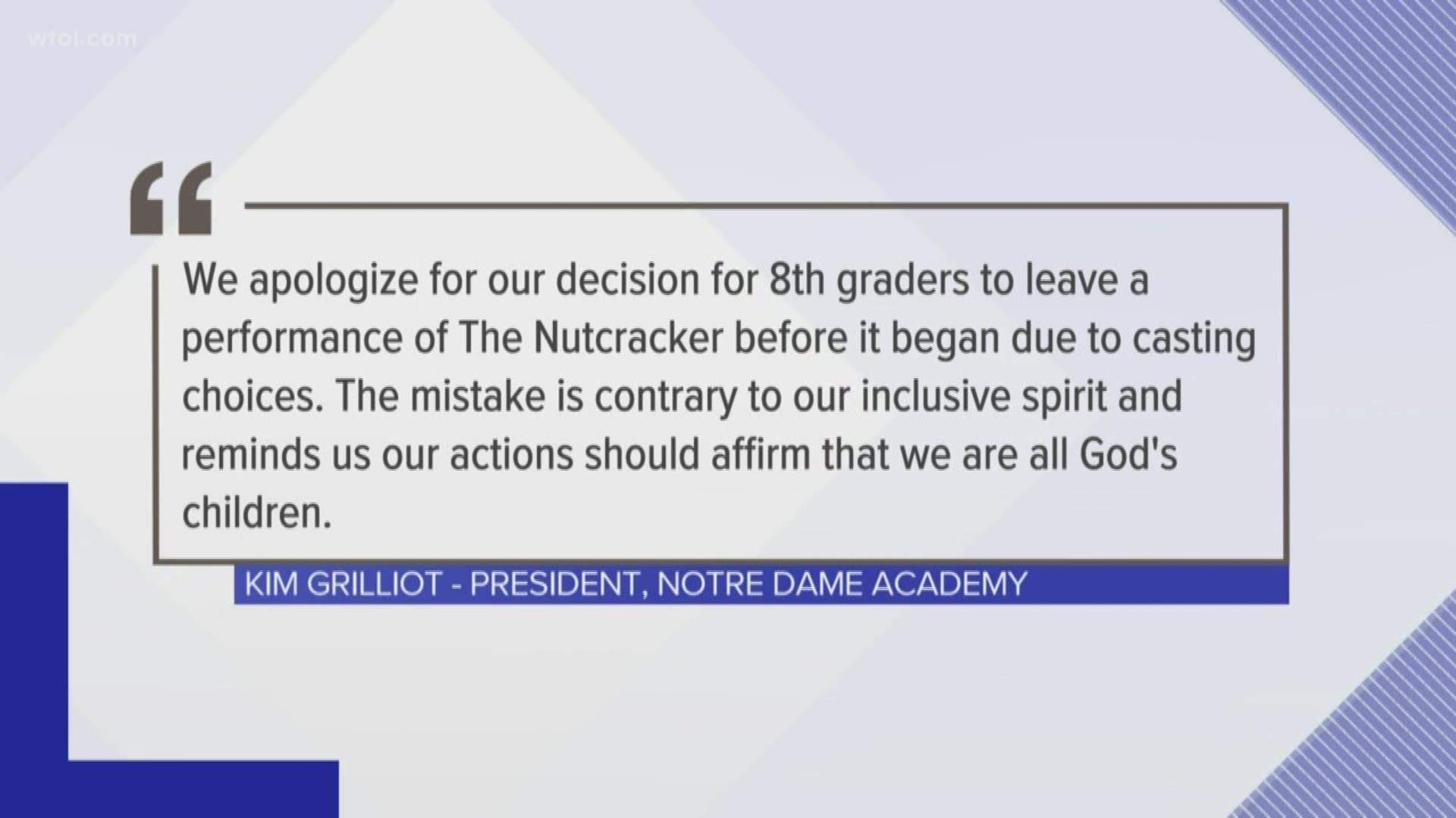 A Notre Dame alumna spoke out against the school chaperones' decision to make the students leave the play after learning two cast members were playing a gay couple.