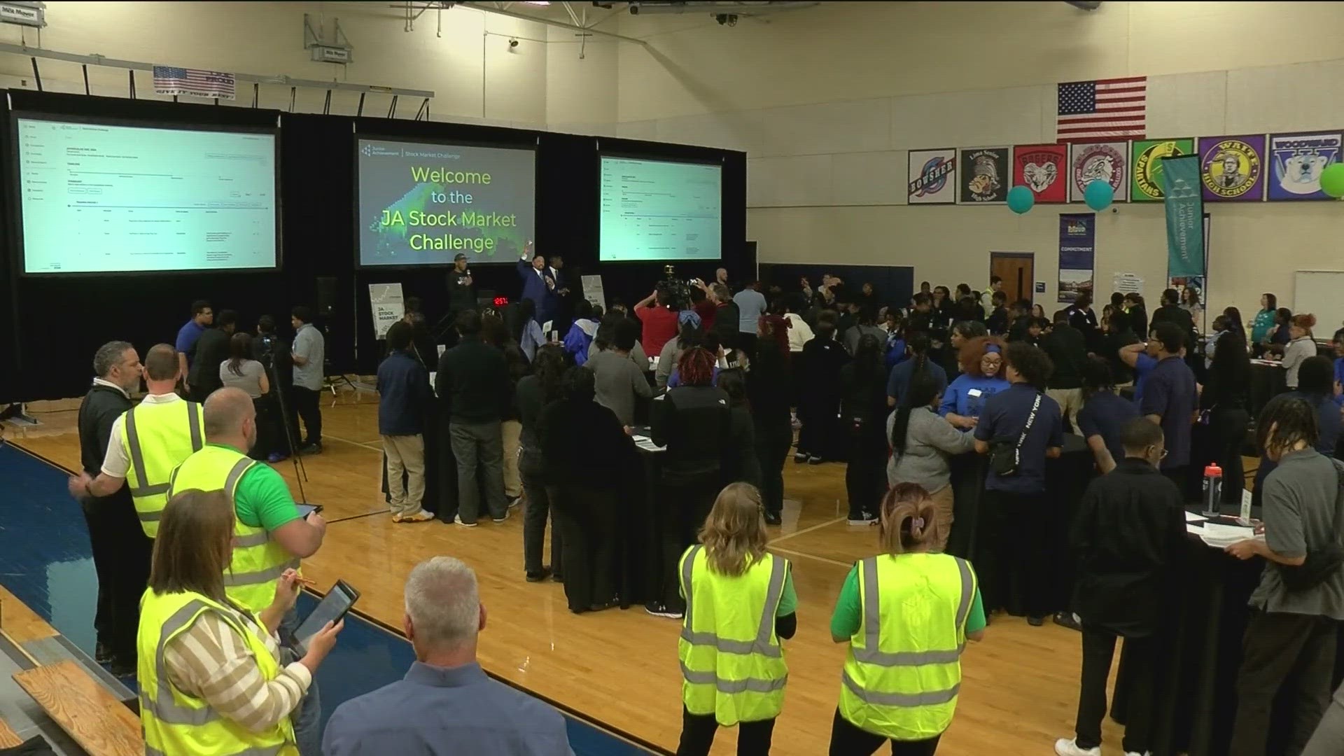 Jones Leadership Academy and Junior Achievement hosted a stock market challenge, teaching students to manage portfolios.