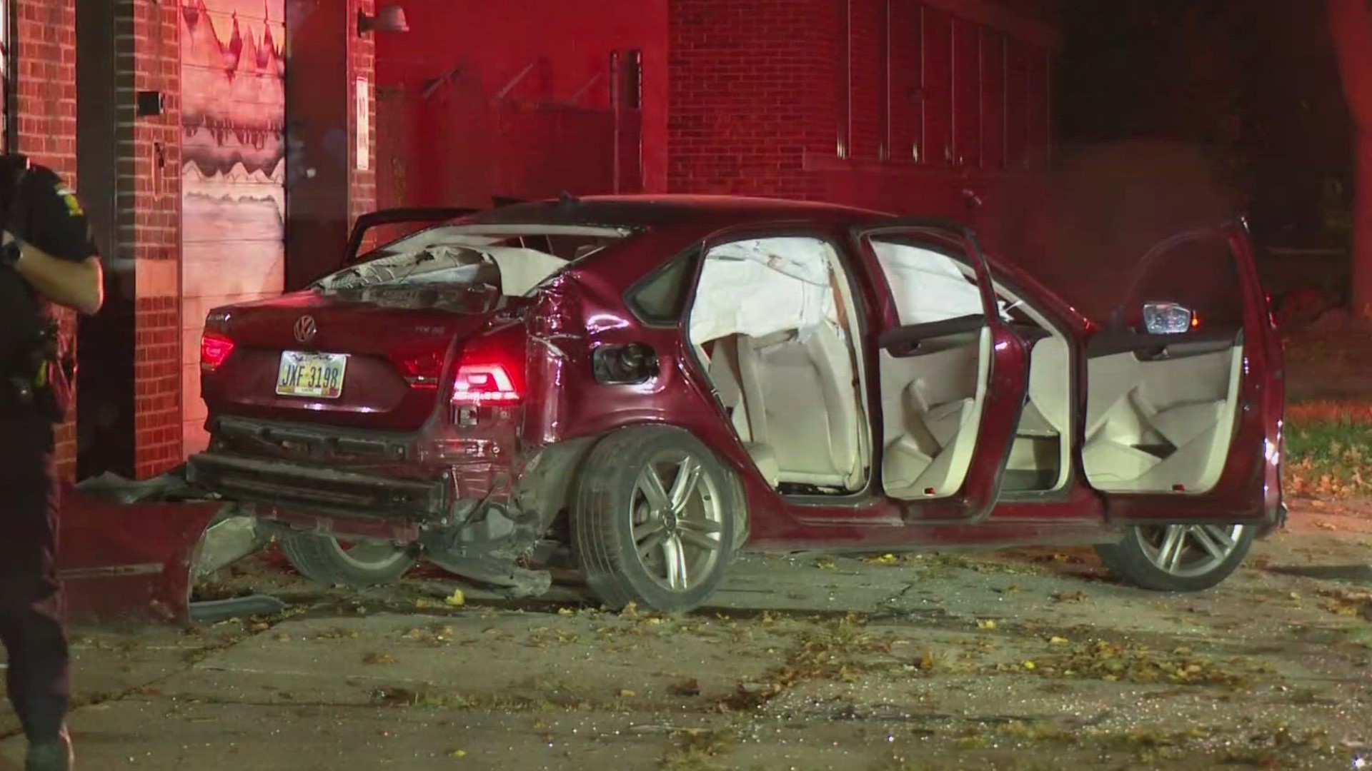Person hospitalized after car crashes into south Toledo building