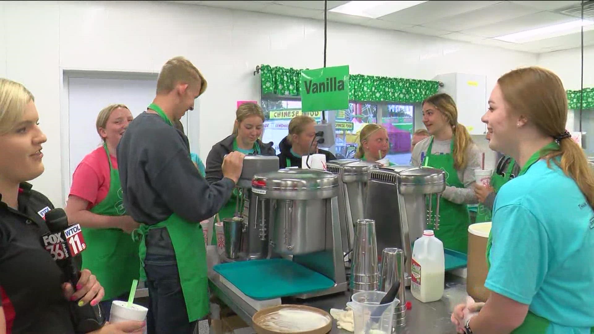 4-H members prepare the Wood County Fair's popular milkshakes.