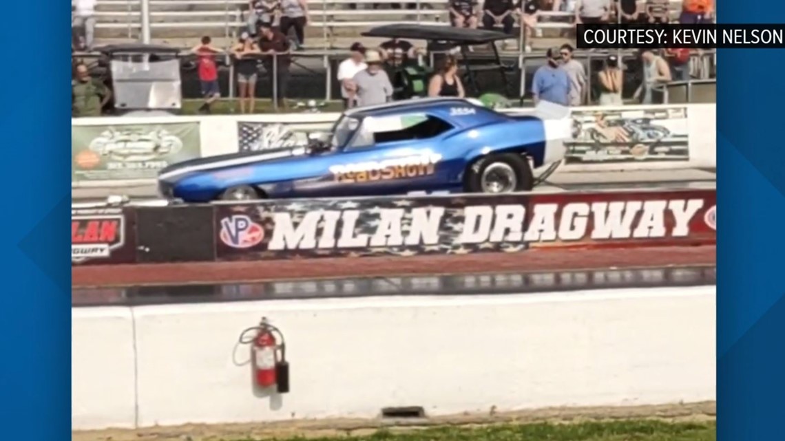 Person hit after funny car accelerates unexpectedly during drag race in