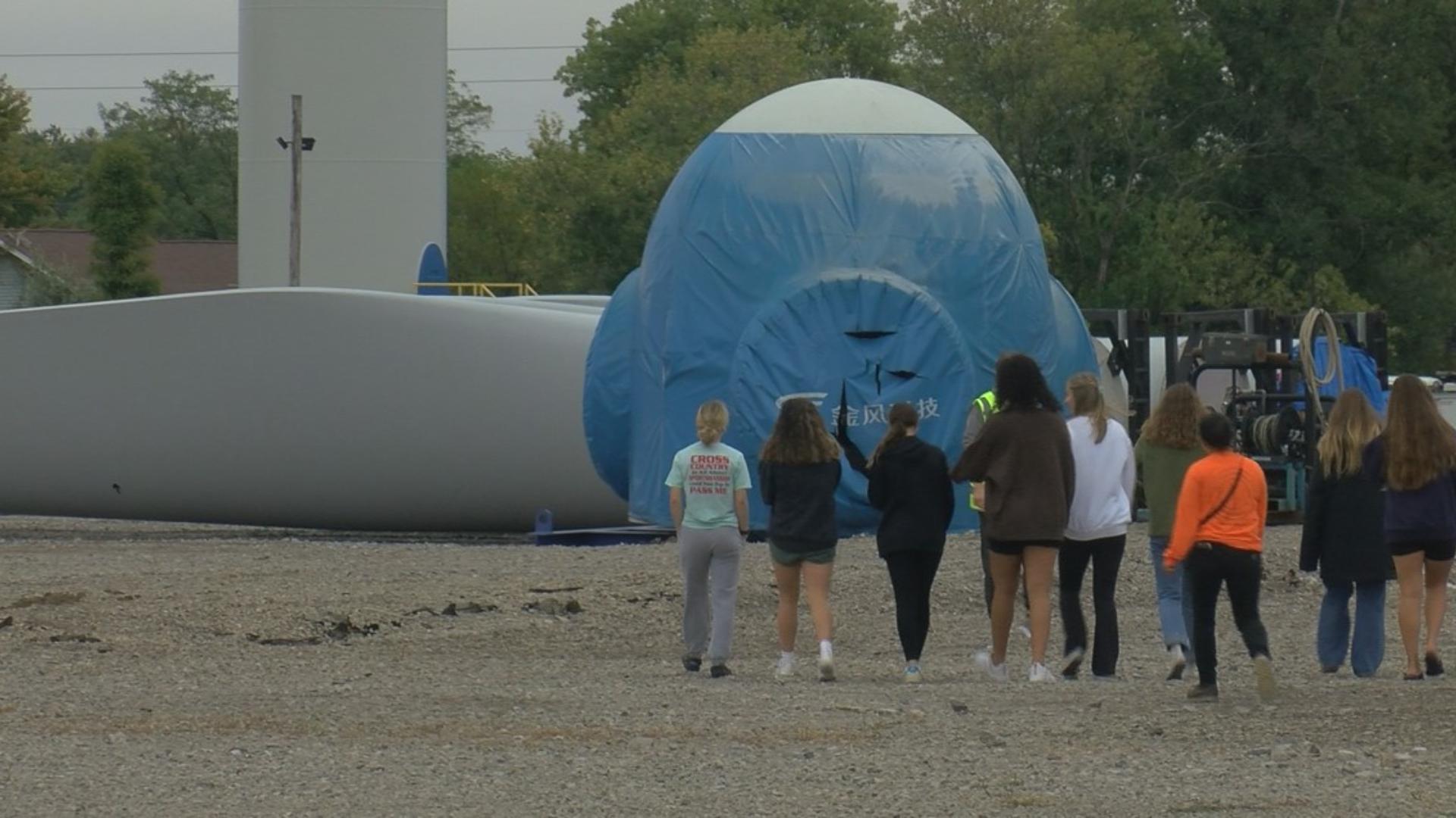 The students were given a close look at One Energy's turbines to see how sustainable wind energy was made