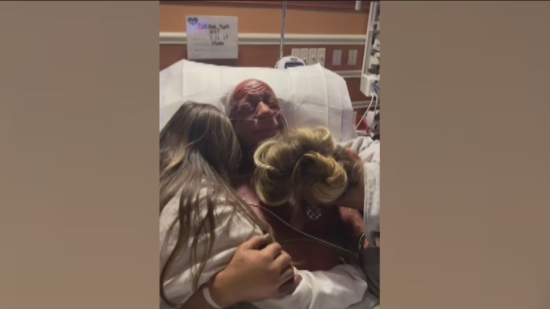 A video posted to Coleman's Instagram account shows him embracing members of his family from a hospital bed in an emotional scene.