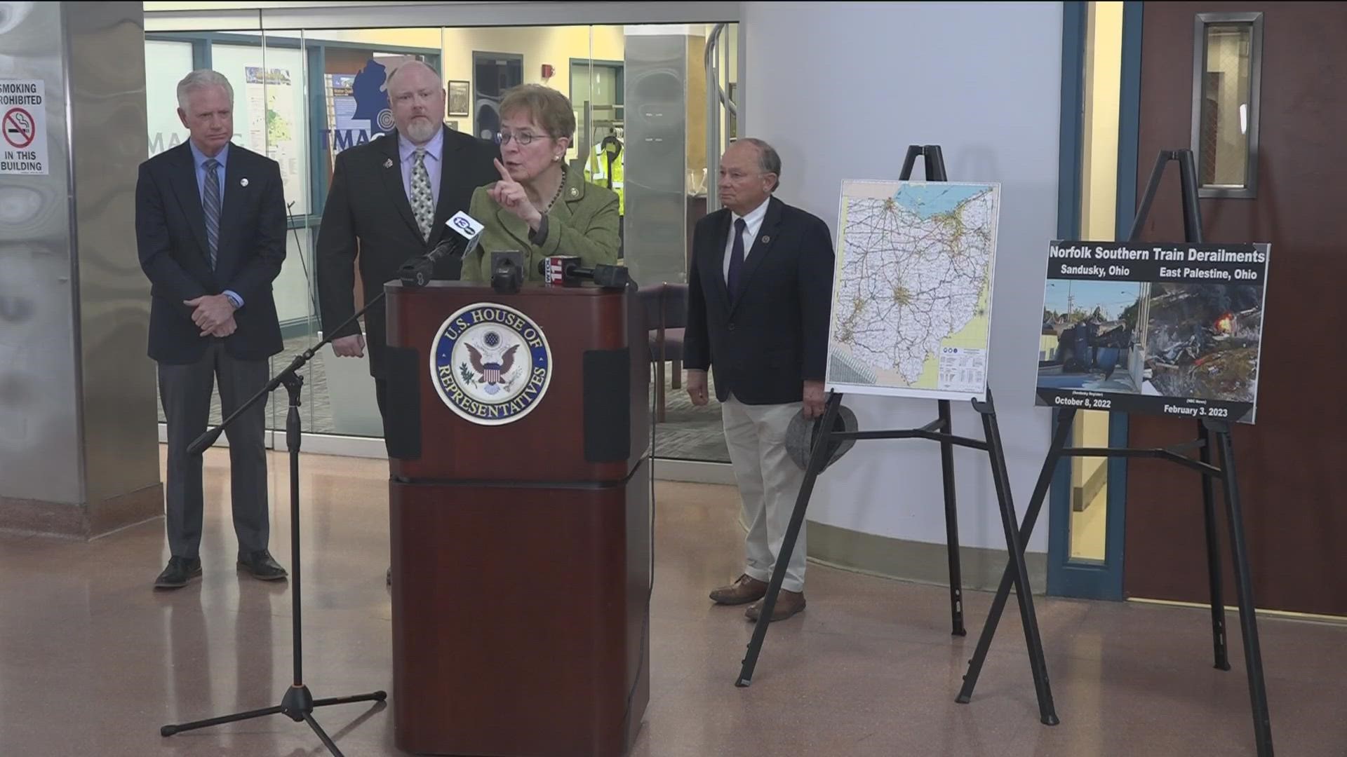 U.S. Rep. Marcy Kaptur, D-Toledo, spoke with legislators and railway workers on the future of safety after a second train derailed in Ohio within a month.