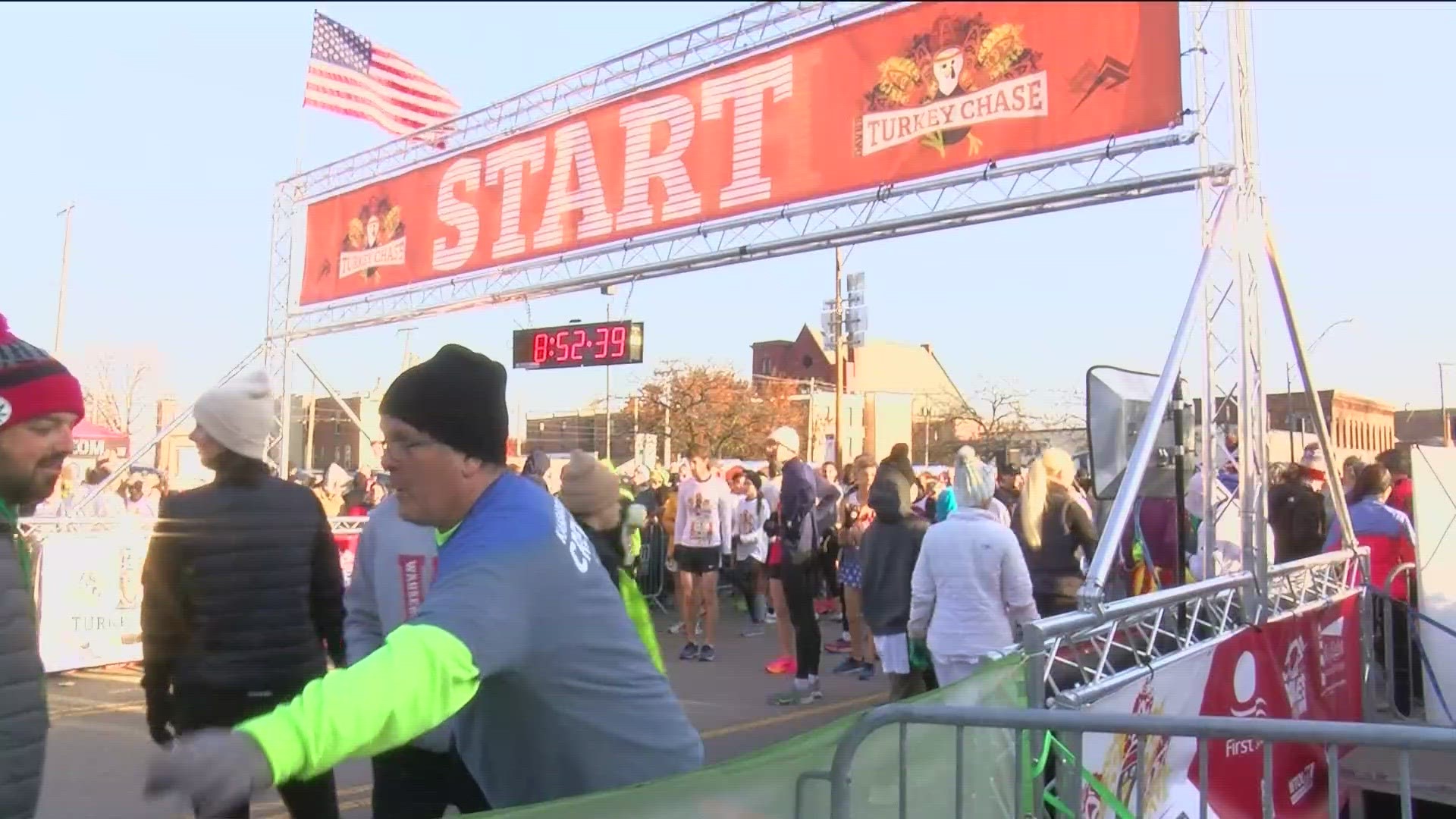 The annual 5K Thanksgiving morning run in downtown Toledo benefits the Cherry Street Mission Ministries.