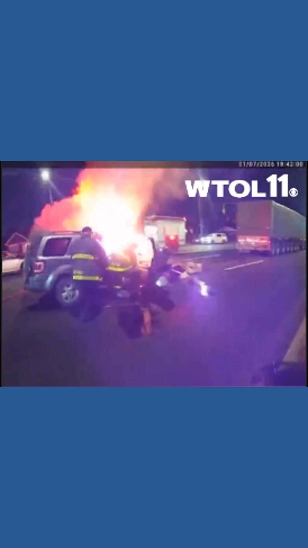 Detroit firefighter rescues woman from burning SUV after crash on West ...