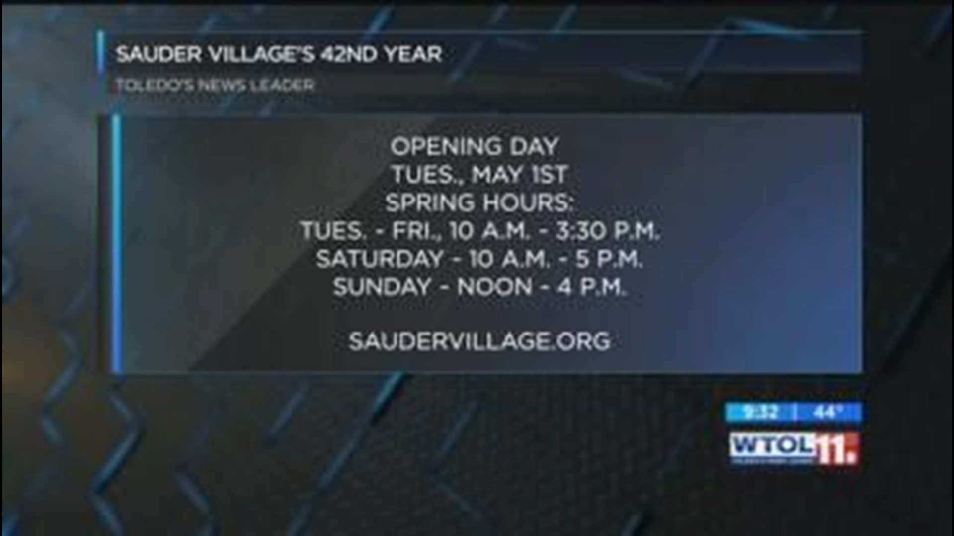 You're invited to Sauder Village's opening day