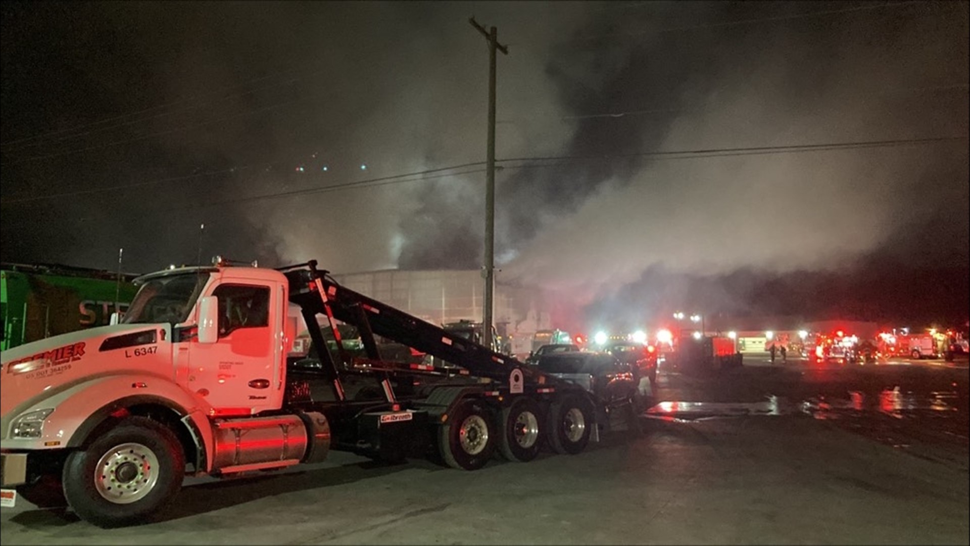 A large fire at Stevens Disposal in Petersburg had firefighters busy into the overnight hours. The company says the fire won't affect service to their customers.