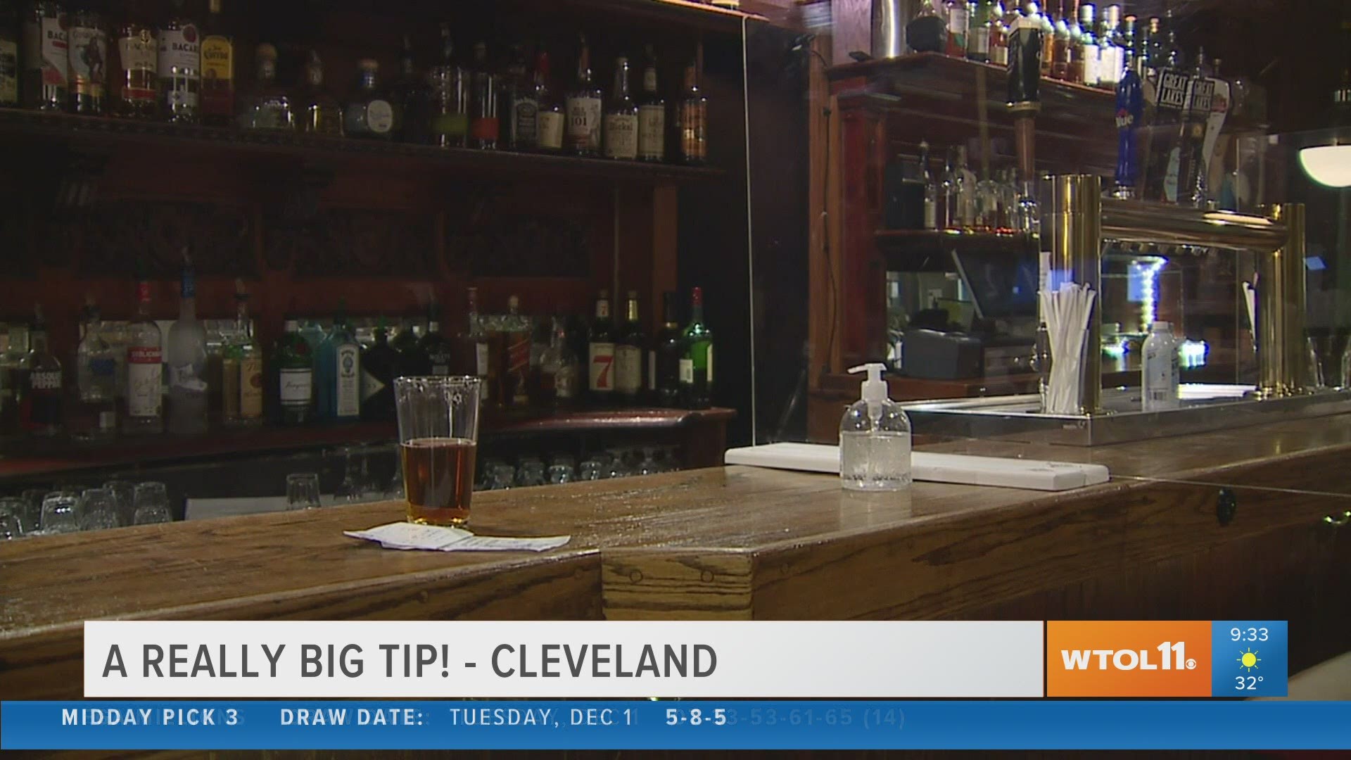 A Cleveland restaurant patron leaves a $3,000 tip to help the staff get through the difficult times of the pandemic.