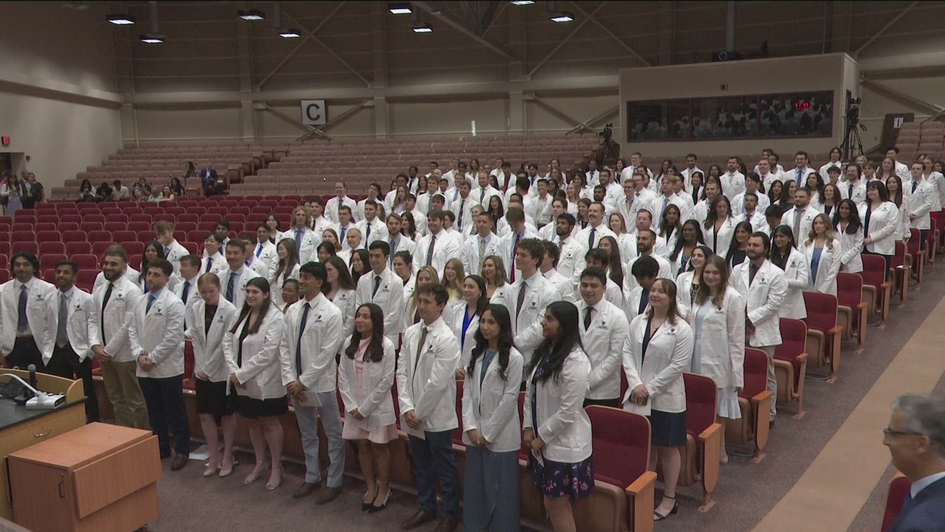 The event symbolizes students' entry into the first year of medical school. UToledo said this year's class has 176 students.