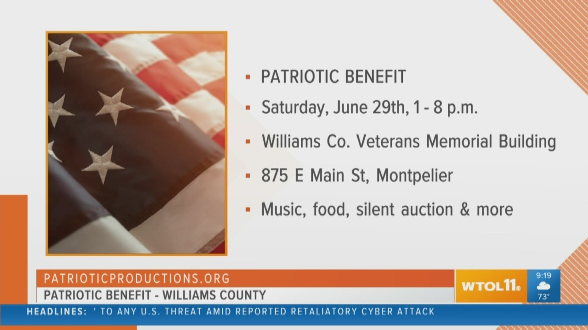 Check out the Patriotic Benefit in Williams County this weekend to honor those who have given their life in service to our country.
