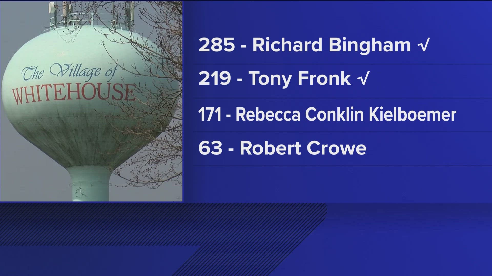 Richard Bingham and Tony Fronk will be on the ballot for Whitehouse mayor in the Nov. 7 general election.