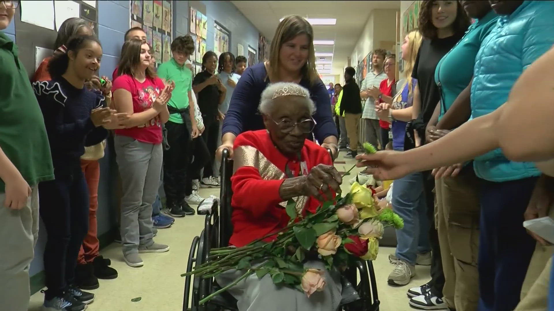 Geneva Sutton has been a mentor and tutor at TPS for going on 20 years. She's also a foster grandparent of a third grader... and she's 105 years old!