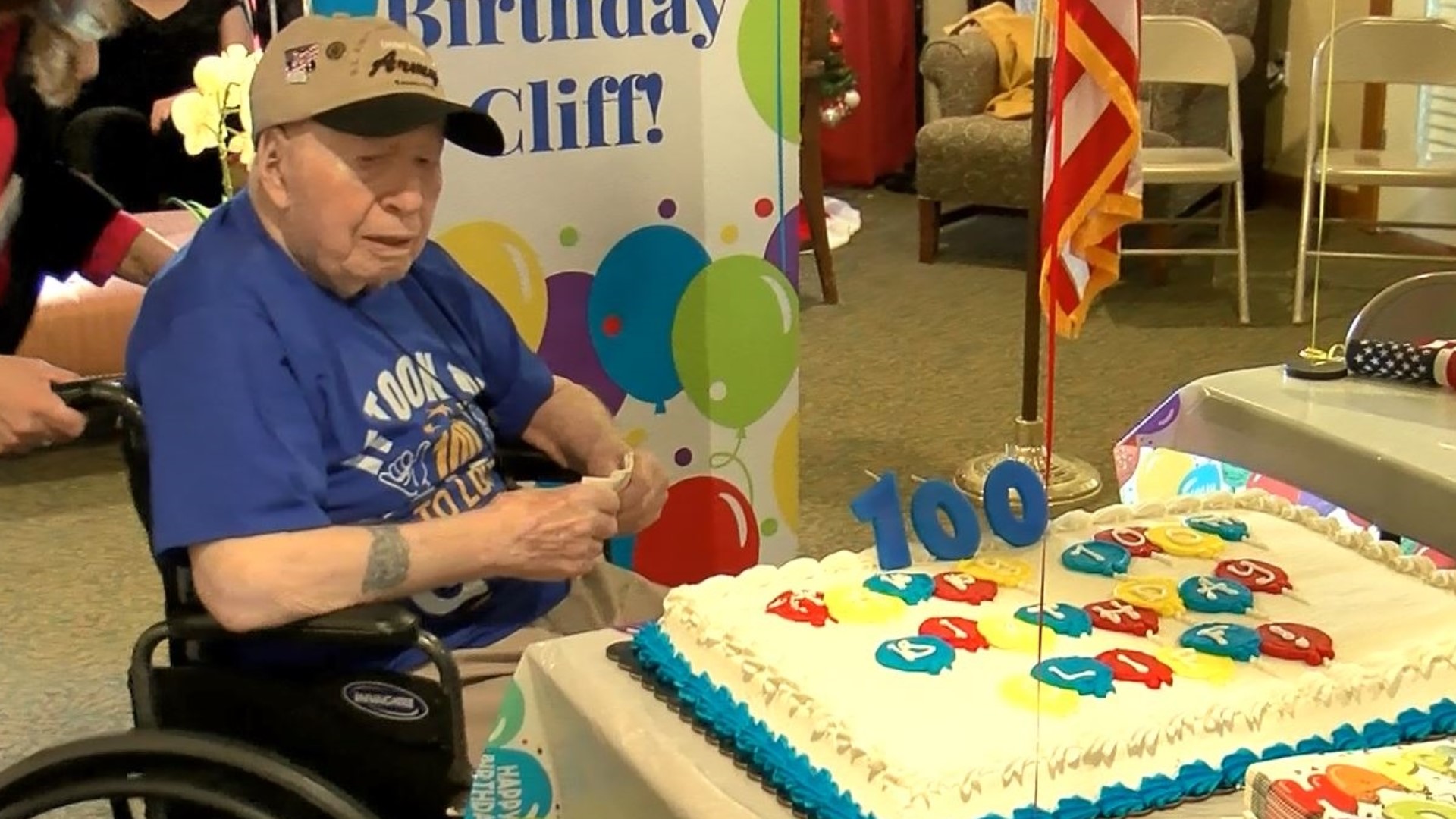 Cliff Bennett, a WWII veteran, celebrated his 100th birthday on Tuesday at Landings of Oregon surrounded by friends, family and an appreciation of his service.