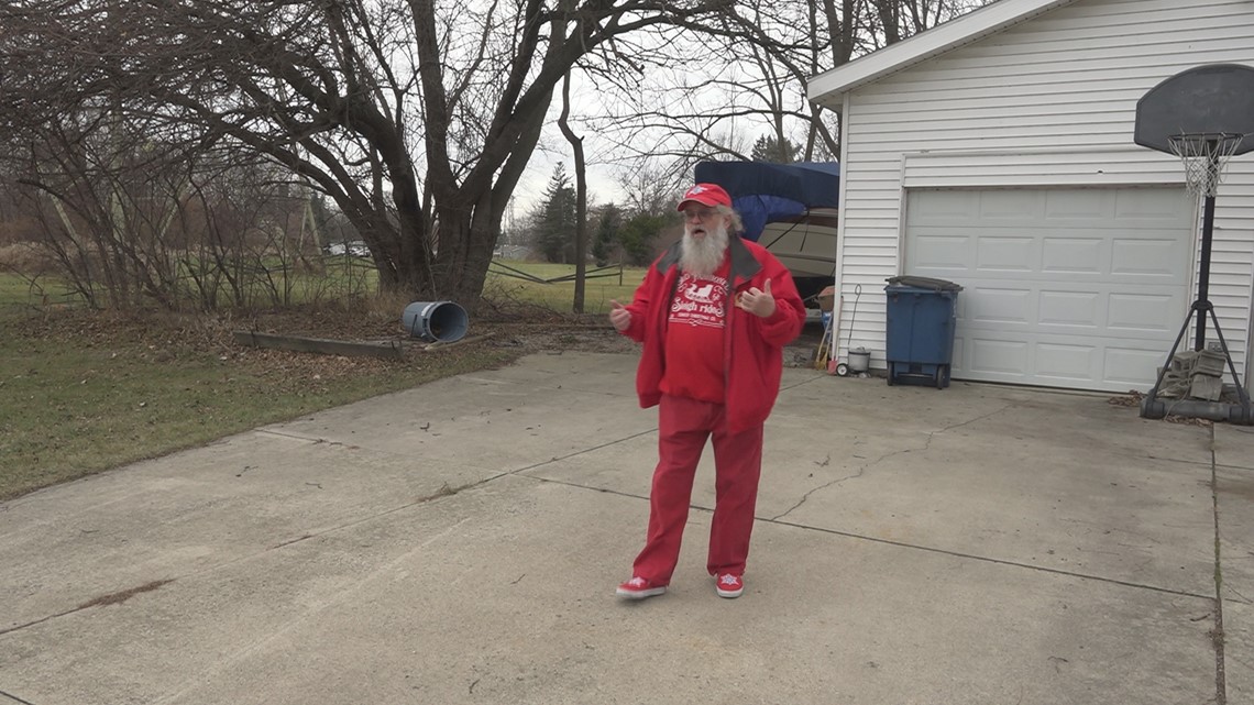 Thief stealing Christmas items from local professional Santa